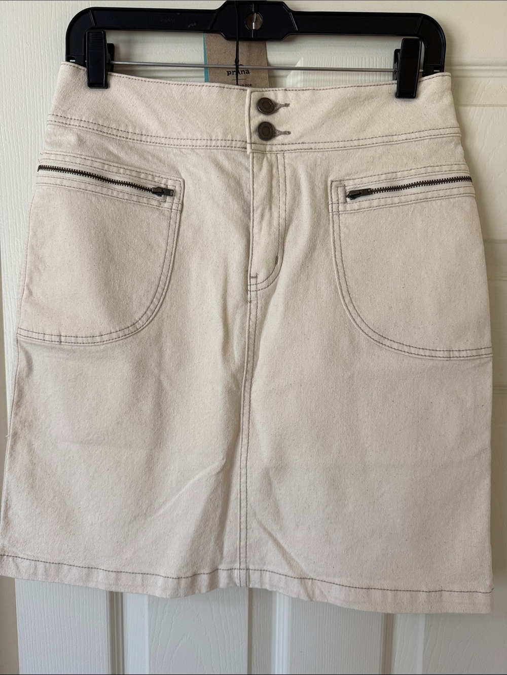 Prana Cream A-Line Mini Skirt with Zip Pockets